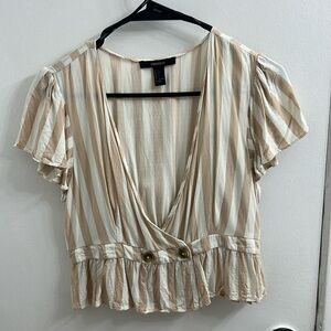 Forever 21 cream and white striped top